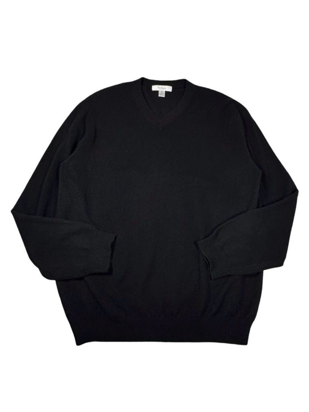 Turabury 100% Cashmere Mens V Neck Sweater Sz M Black Minimalist Preppy Work
